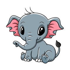 Cute funny elephant cartoon sitting