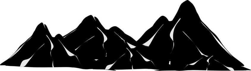 nature sketch image. silhouette of a natural landscape of lines of mountain