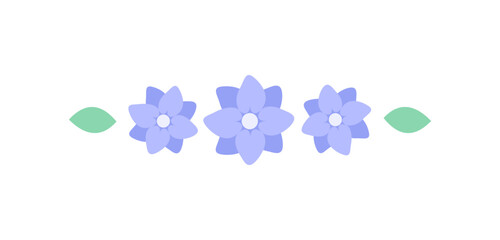 Fototapeta na wymiar Cute clematis floral divider border line illustration