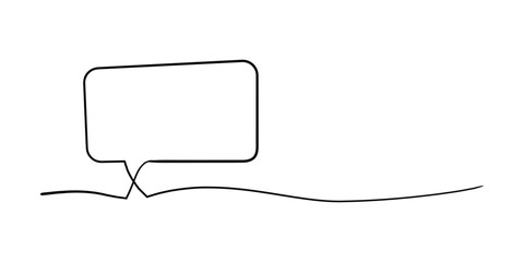 Speech bubble continuous one line drawing vector illustration