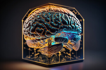 human glowing brain,illuminated mind illustration Generative AI