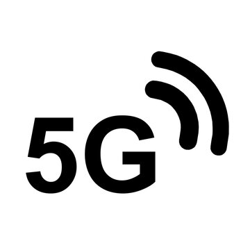High resolution transparent 5G network technology flat icon or symbol. Fifth generation wireless telecommunication internet symbol.