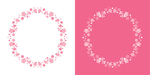 素材_フレームのセット_桜をモチーフにした春の飾り枠。シンプルで高級感のある囲みのデザイン。テキスト無し