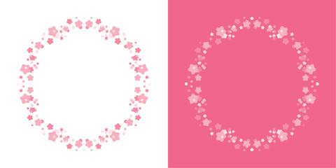 素材_フレームのセット_桜をモチーフにした春の飾り枠。シンプルで高級感のある囲みのデザイン。テキスト無し