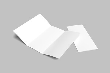 Opened and closed trifold brochures mockup