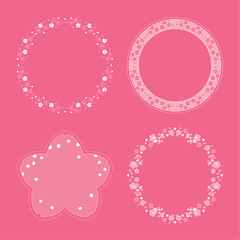 素材_フレームのセット_桜をモチーフにした春の飾り枠。シンプルで高級感のある囲みのデザイン。テキスト無し