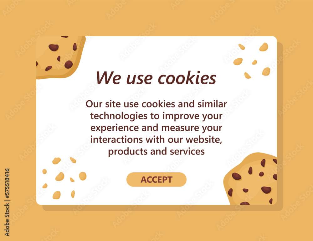Poster internet web pop up for cookie policy notification. this website uses cookies. flat design modern il
