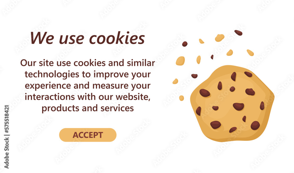 Poster internet web pop up for cookie policy notification. this website uses cookies. flat design modern il