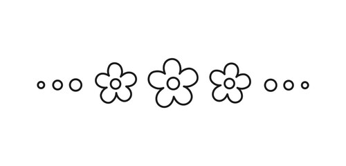 Cute floral page divider doodle illustrations. Simple flower border line art