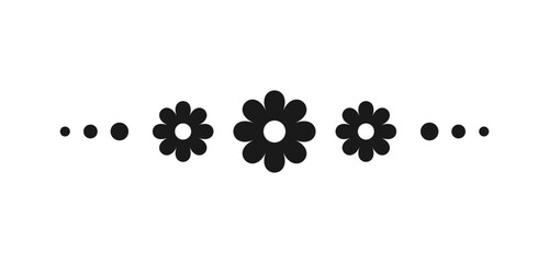 Cute floral page divider doodle illustrations. Simple flower border silhouette art
