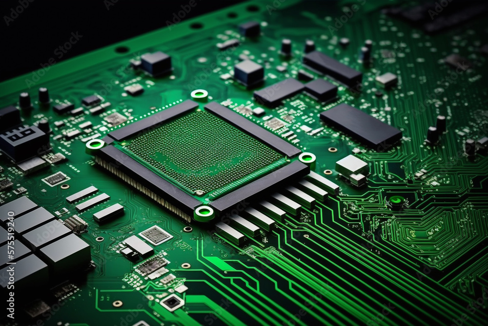 Aufkleber computer processor on motherboard. illustration generative ai