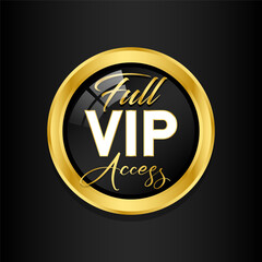 VIP badge in gold and black Round label Modern illustration