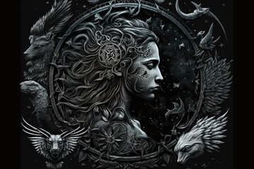 Gothic zodiac symbols art is a style that blends the dark and mysterious elements of gothic art.