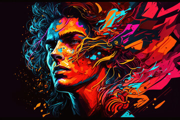 Men multicolored digital art is a vibrant and modern way to showcase male.