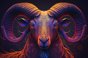 Obraz premium The zodiac symbol for Aries is the Ram, which represents strength.