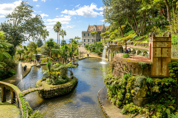 Fototapeta na wymiar Landscape with tropical garden in the Monte Palace, Funchal, Madeira island