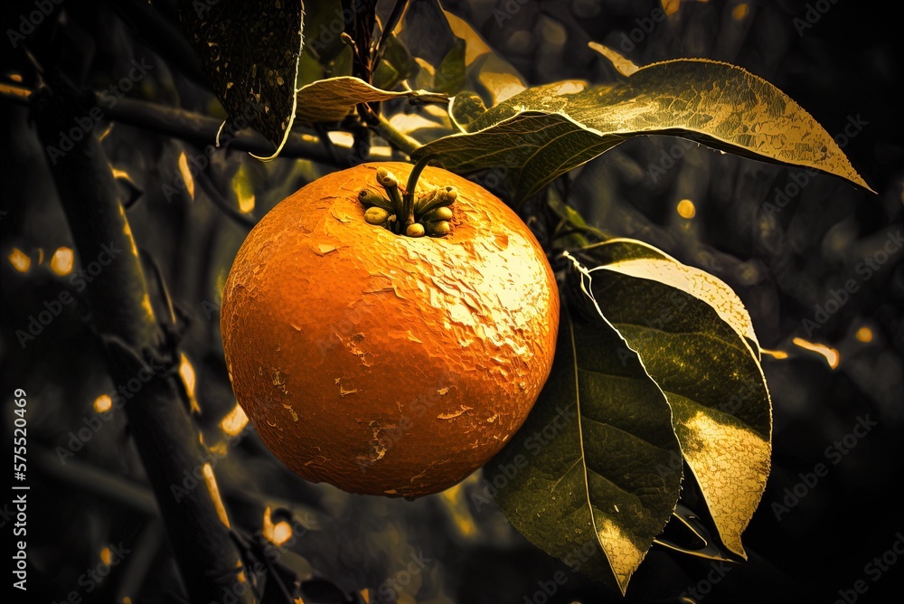 Poster oranges ready for picking from the tree. generative ai