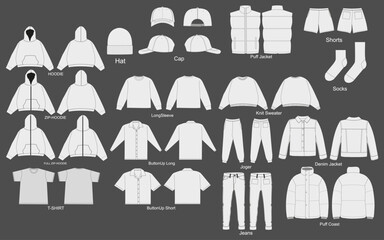 Vector Apparel Mockup Collection. Women's t-shirt design template. White cap Mockup, realistic style. Hat blank template, baseball caps, vector illustration set. - obrazy, fototapety, plakaty