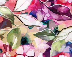 Rainbow Garden - Abstract Botanical Art 