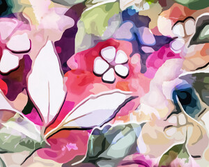 Rainbow Garden - Abstract Botanical Art 