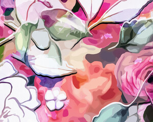 Rainbow Garden - Abstract Botanical Art 