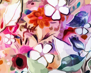 Rainbow Garden - Abstract Botanical Art 