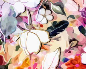 Rainbow Garden - Abstract Botanical Art 