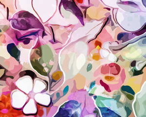 Rainbow Garden - Abstract Botanical Art 