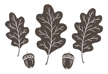 One-color oak leaf and acorn illustrations © Northern Owl