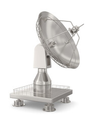 satellite dish on white background. Isolated 3D illustration