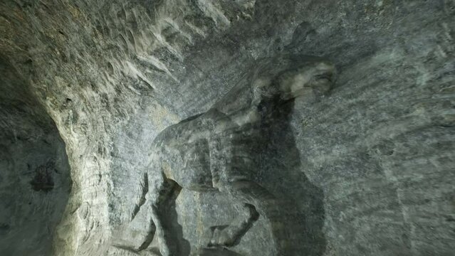 Close up view of Salt cave in Cankiri. 4K Footage in Turkey