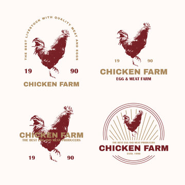 Set of logos for a chicken farm that produces premium quality meat and eggs