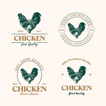 Chicken farm logo vector set