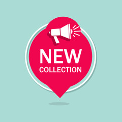 New Collection banner, speech bubble Icon Vector. Business concept. Advertising offer symbol.