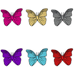 Fototapeta na wymiar 6x Schmetterling in verschidernen einzigartigen Farben textildruck digitaldruck 