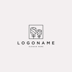 Minimalist Rose Logo Design Vector