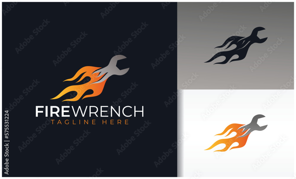 Wall mural fire and wrench logo