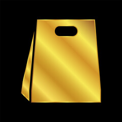 shopping bag icon, shopping bag vector logo template in gold color