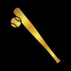 baseball icon, baseball vector logo template in gold color