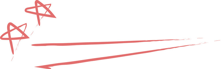 Hand drawn key marker, two lines drawn with a red pen and marked with a star