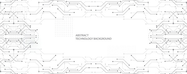 Obraz premium Grey white Abstract technology background, Hi tech digital connect, communication, High technology concept, Science, technology background