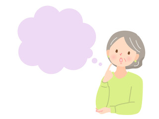 考える、困った表情のシニア女性のイラスト素材