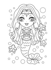 Cute mermaids coloring pages for kids