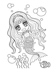 Cute mermaids coloring pages for kids