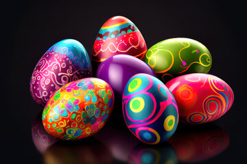 Fototapeta na wymiar Colorful Easter Eggs. Generative Ai