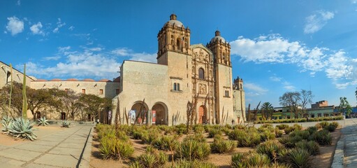 Hispanic church Santo domingo cathedral in Oaxaca, Mexico, travel landscape panoramic view visit summer guelaguetza 4k
