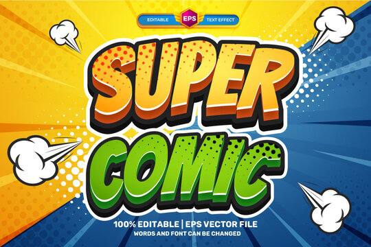 Super Halftone Comic Bold 3D Editable text Effect Style