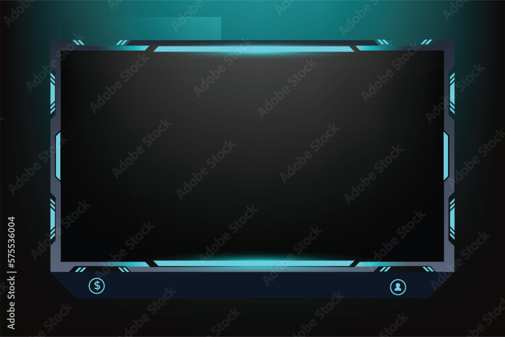Poster live broadcasting screen panel design vector with abstract shapes. online gaming overlay and screen 