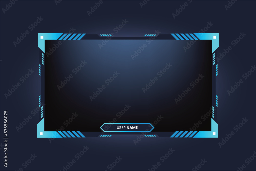 Poster futuristic live streaming overlay vector with frosty blue color. live gaming screen panel and broadc