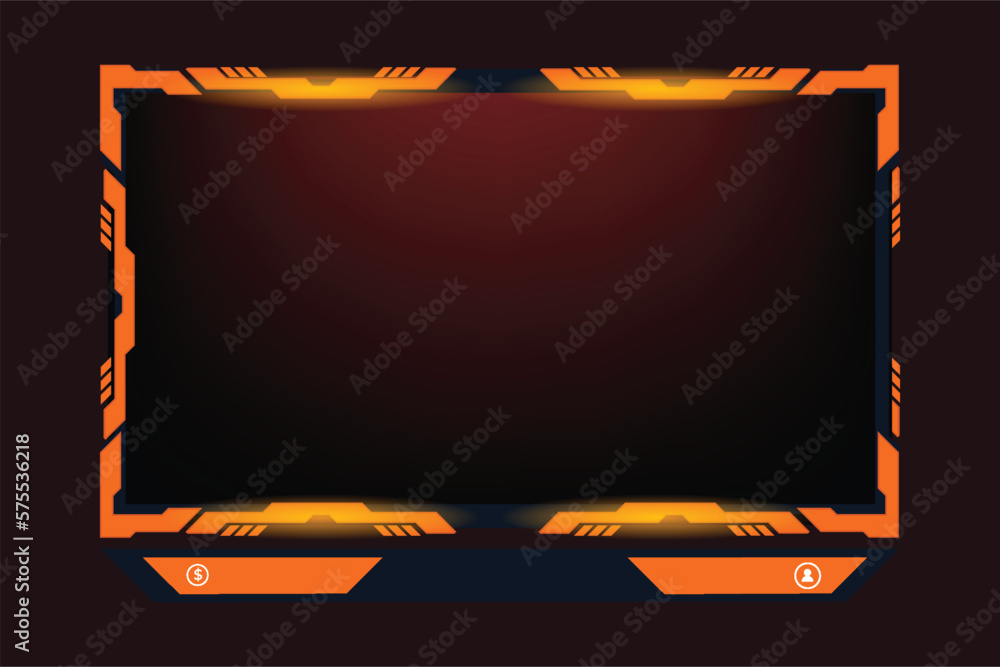 Poster streaming overlay frame and screen interface decoration. futuristic gaming overlay vector with creat